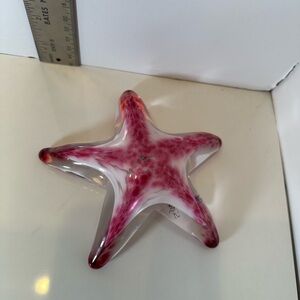 Starfish art, glass, heavy, signed by the artist